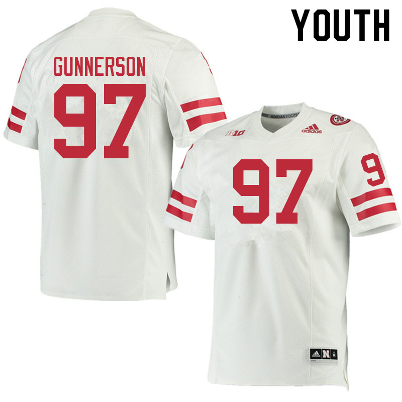 Youth #97 Blaise Gunnerson Nebraska Cornhuskers College Football Jerseys Sale-White - Click Image to Close